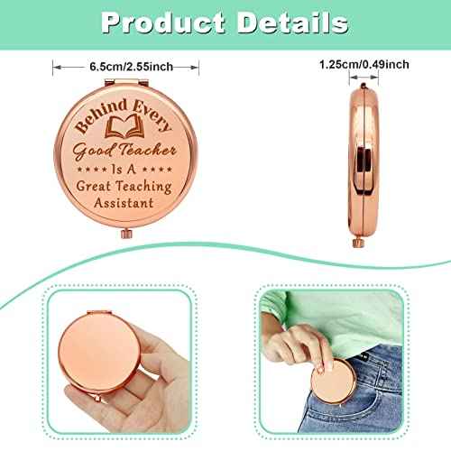 Teaching Assistant Gift for Women Compact Makeup Mirror Teacher Assistant Gifts Teachers Aide Gift for Women Thank You Gifts Folding Makeup Mirror Christmas Retirement Birthday Gifts