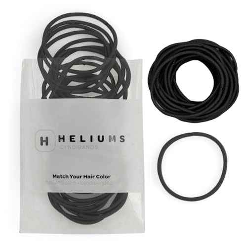 Heliums Thin Hair Elastics - Black - 2mm Ties for Thin Hair, 1.75 Inch, Medium Hold No Damage Ponytail Holders - 40 Count