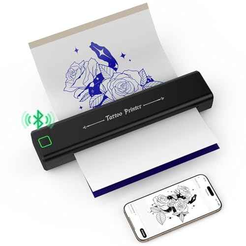 NEWYES Tattoo Stencil Printer Wireless Portable Tattoo Printer Kit Thermal Tattoo Machine for Tattoo Artists & Beginners, Matte Effect Clear Printing, Compatible with Mobile Phone, Pad, PC