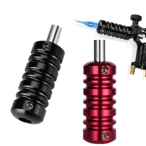 2 Pcs Aluminum Alloy Tattoo Grips Tubes - Lightweight Grip Handles for Tattoo Machine, Ideal for Tattoo Artists & Studio Supplies (Black Red)