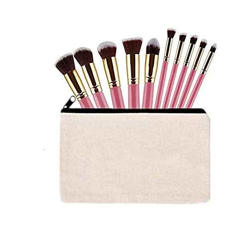 10 PCS Canvas Makeup Bag Cosmetic Pouch Blank Zipper Bag-9.1 ¡¿ 5.9 inch