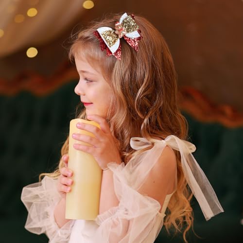 Glitter Christmas Hair Bows 3.5'' Girls Sparkly Cute Christmas Gingerbread Man Hair Clips Barrette Alligator Hairpins Kids Christmas Party Dress Decor Accessory Xmas Gift