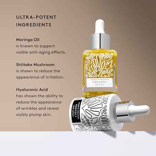 Naked & Thriving Limited Edition Day Set | Protect Antioxidant Day Serum (30 mL) + Prevent Anti-Aging Face Oil (35 mL) with Hyaluronic Acid, Moringa and Rosehip Oil | 65 mL/2.18 fl oz (Set of 2)