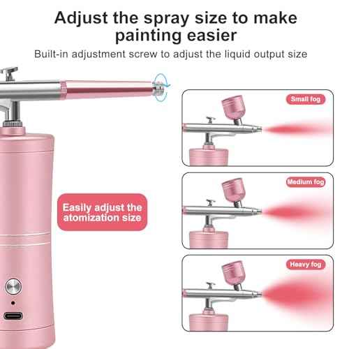 Jadeshay Airbrush Kit with Compressor, Portable Rechargeable Versatile Spray Gun with 0.4mm Nozzle for Tattoo, Nail Art, Cake Decoration (Pink)