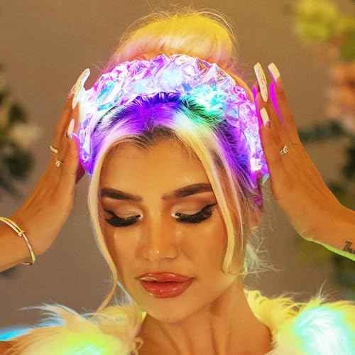 GORTIN Light up Headband LED Glow Halloween Costume Headpiece Rave Hair Accessories for Women