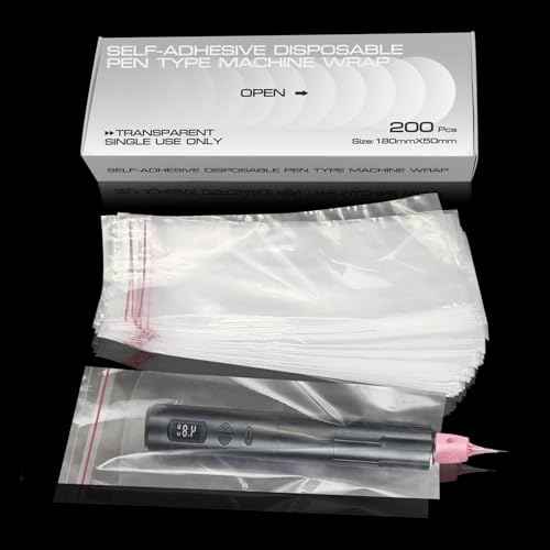 200Pcs PMU Pen Machine Covers Sleeves Tattoo Machine Protect Film Bag Disposable for Tattoo Cartridge Machine Gun Grips, Derma pen Microneedling (Clear)