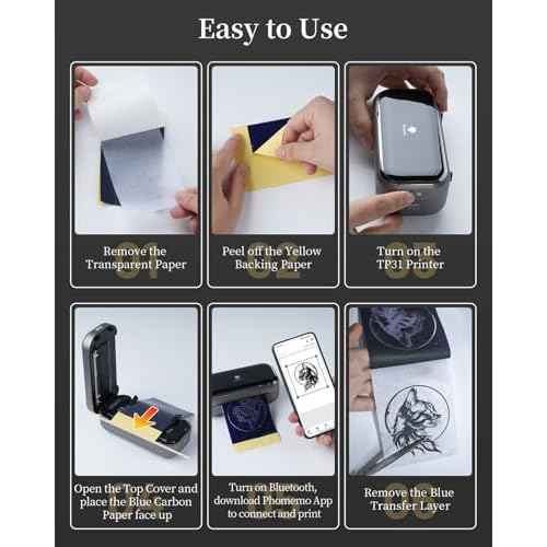 Phomemo TP31 Wireless Tattoo Stencil Printer with 30pcs Transfer Paper, Compatible with Phone & Tablet, Bluetooth Mini Thermal Tattoo Printer Machine for Artists & Beginners, for Halloween