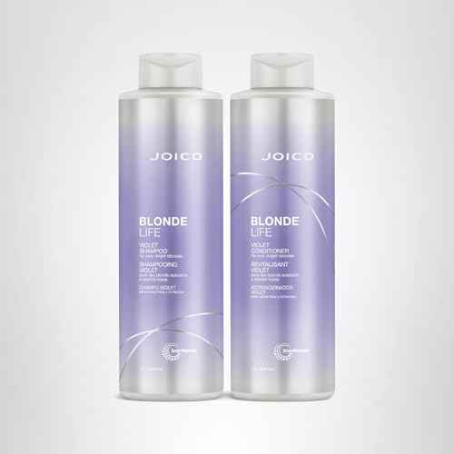 Joico Blonde Life Violet Shampoo and Conditioner | For Cool & Bright Blonde Hair | Neutralize Brassy Tones | Banish Yellow Tones | Boost Shine | Sulfate Free | With Monoi & Tamanu Oil