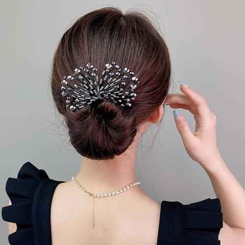 2 PACK Rhinestone Pearl Hair Accessories - Lazy Curler, Crystal Twist Bun Maker, French Hairstyle for Women and Girls