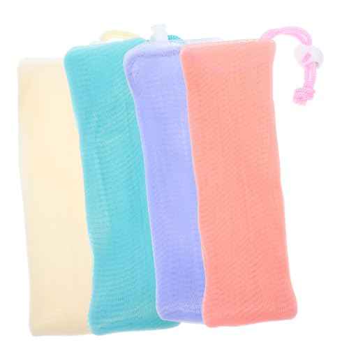 ERINGOGO 4Pcs Soap Mesh Pouch Bags for Cleansing Foaming for Handmade Soap Body Wash and Facial Cleansers Soft and Efficient Exfoliation for Bathroom Storage