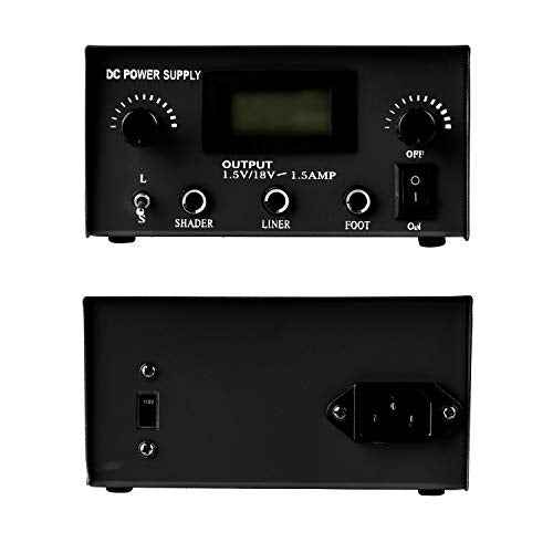1TattooWorld Dual digital power supply with foot pedal and clip cord, OTW-P008-3.3 Black