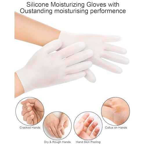 2 Pairs Silicone Moisturizing Glove Socks Set, Anti Slip Soft Spa Gel Socks Softening Feet Dry Cracked Skin, Women Spa Pedicure Socks for Foot Hand Softening, Foot Care After Pedicure (White)