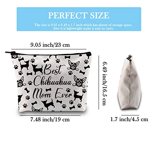 GJTIM Chihuahua Mom Gift Chihuahua Owner Gift Best Chihuahua Mom Ever Chihuahua Gift Makeup Bag Animal Dog Lover Gift (Chihuahua Mom Bag)