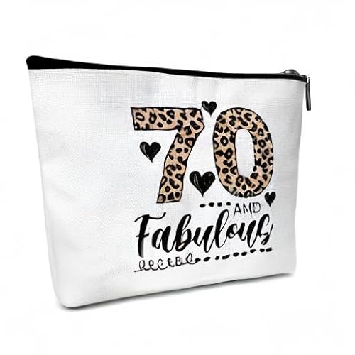 GREOXG Funny 70 Year Old Makeup Bag, leopard print 70th Birthday Gifts for Woman, Happy Birthday Gifts for Mom Besties Sister Aunt Grandma-C21