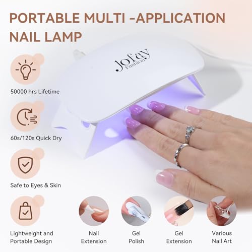 Jofay Fashion French Tip Kit, Press On Nails 240Pcs Spring Pink Square Short, Pre-Base & Pre-made Tips, Acrylic Glue on Nails