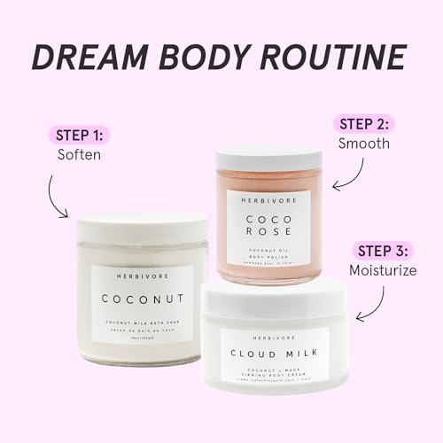 HERBIVORE Cloud Milk Coconut + Maca Fast-Absorbing Moisturizing & Firming Body Cream | Smooths the Look of Cellulite + Firms Skin | Plant-based, Vegan, 195 mL / 6.6 oz