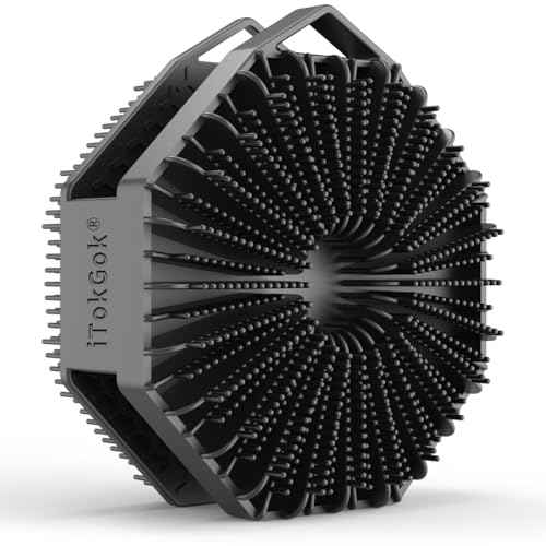 iTokGoK¢ç Premium Silver-Infused Dual-Sided Design 2-in-1 Silicone Body Scrubber for Shower,Body Brush Buffer Scrubber for Men and Women for All Skin, Ergonomic No-Slip Handle, Easy to Clean - Black