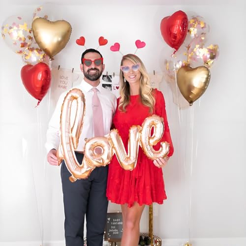 Valentines Headbands for Women - Valentines Heart Headband and Valentines Day Glasses - Glitter Heart Headbands for Valentines Day Decorations for Party - Valentines Clothes for Women (4Pack)