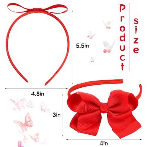 2PCS Bow Headbands Set for Girls Big Knotted Headbands Grosgrain Ribbon Hair Bows Cute Hair Hoop Top Knot Turban Hair Headband for Girls Teens Party Cosplay Decoration Hair Accessories