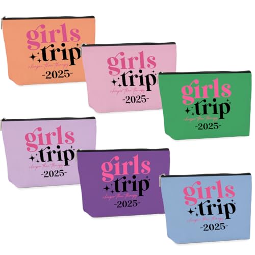 6 Pcs Girls Trip Gifts Set - Insulated Makeup Cosmetic Travel Bag Kit for Women, Bachelorette Weekend Favors, Spa Vacation Essentials, Mother's Day Christmas Birthday Gift for Friends Daughter