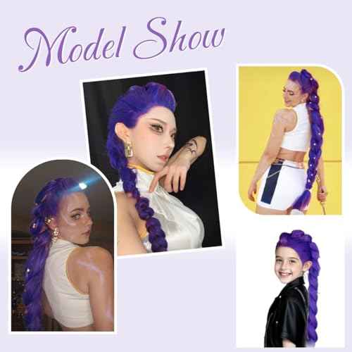 26 inch Long Purple Braiding Hair Pre Stretched Synthetic Braiding hair Extensions for Braids, Purple Hair Extensions for Stage Party Halloween Costume Cosplay