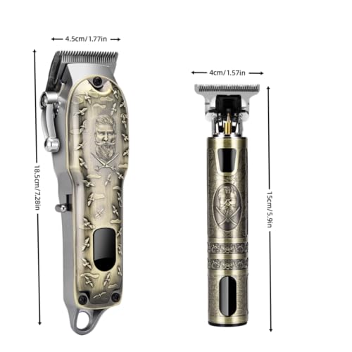 Professional Hair Clipper Set, Digital Display Trimmer Kit with Accessories, Barber Case and Cape, Vintage Design