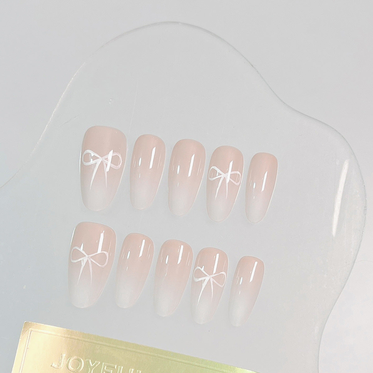 Gentle Nude Fake Nail Patch Set with French Butterfly Design - Multiple Sizes