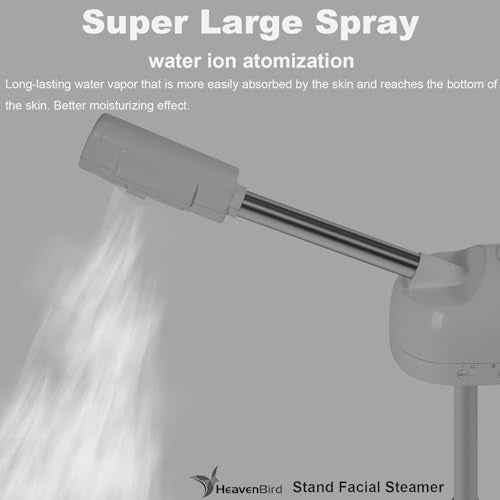 Stand Professional Ozone Facial Steamer with Touch Control, Adjustable Height & Rolling Base, 360¡Æ Rotatable Nozzle, Hot Mist Function, Use for Home, Salon SPA (White)