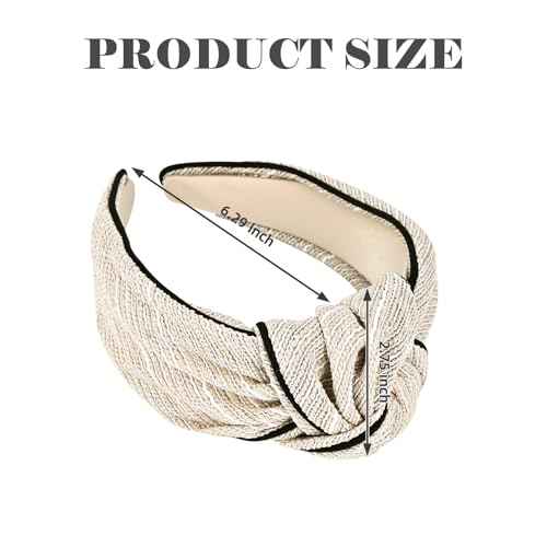 Top Knotted Headband for Women Girls, Wide Fashion Headbands with Knot for Women¡¯s Hair, Cute Thick Fabric Non-Slip Hair Bands (Beige)