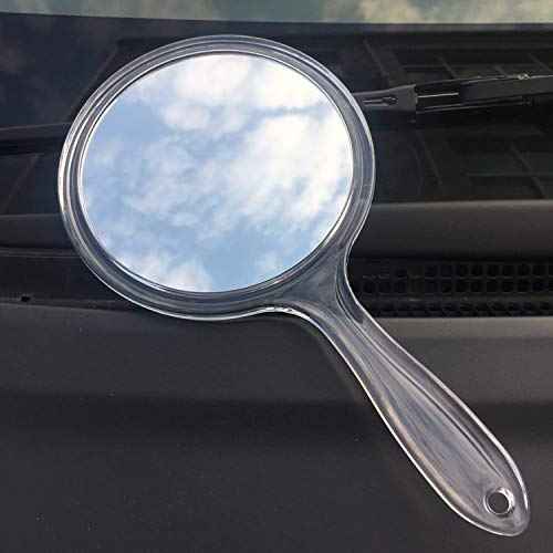 Makeup Hand Mirror, Double-Sided 3X 1x Magnifying Large Travel Handheld Mirror Cosmetic Mirror Acrylic Clear Finish Round Mirror (Clear)