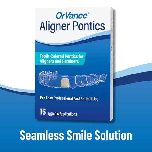 OrVance Aligner Pontics - Original (Medium) Shade (16 Count) | Temporary Tooth Replacement for Invisalign, Aligner Trays and Clear Retainers During Orthodontic Treatment