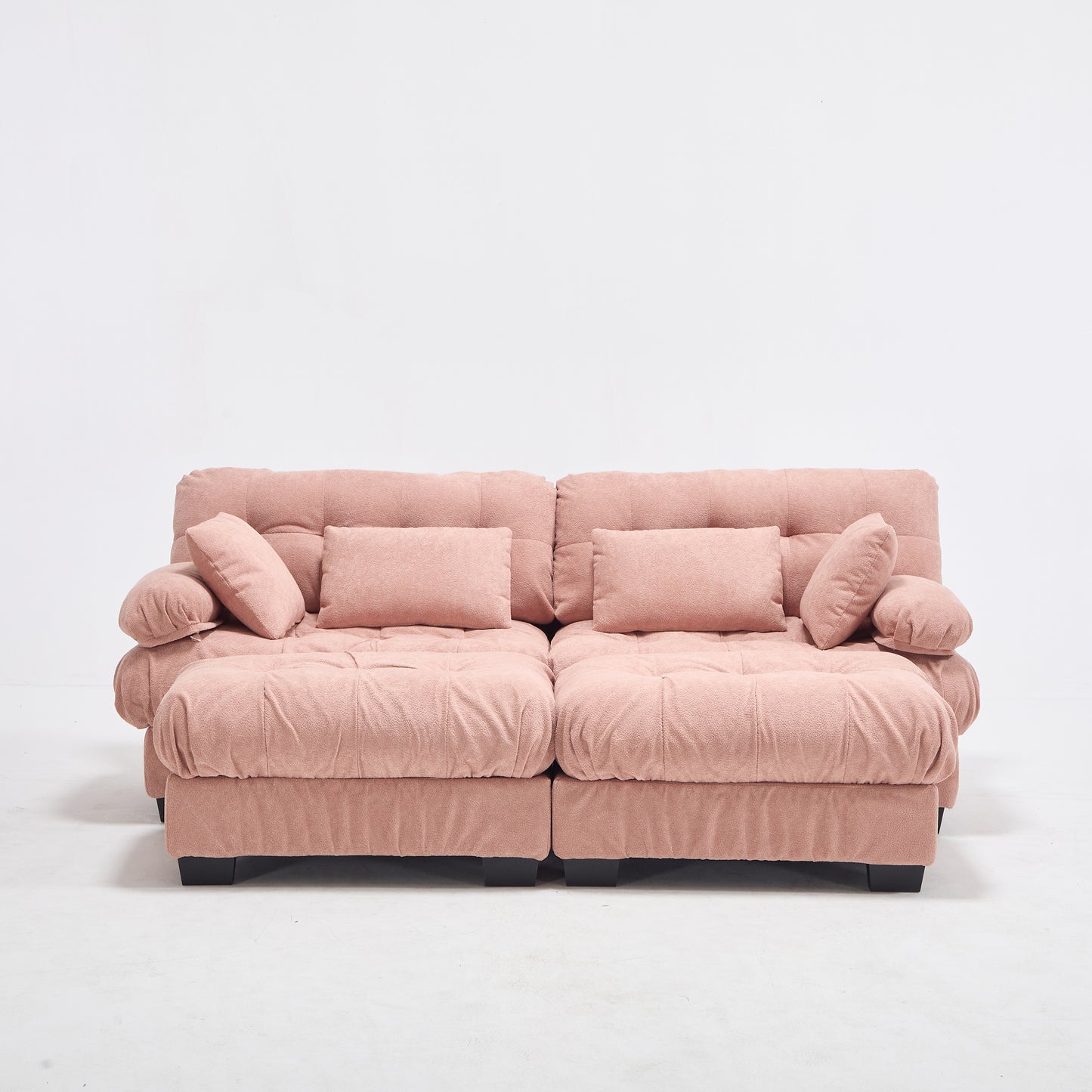 U Shaped Modular Sectional Sofa with Ottoman - Pink
