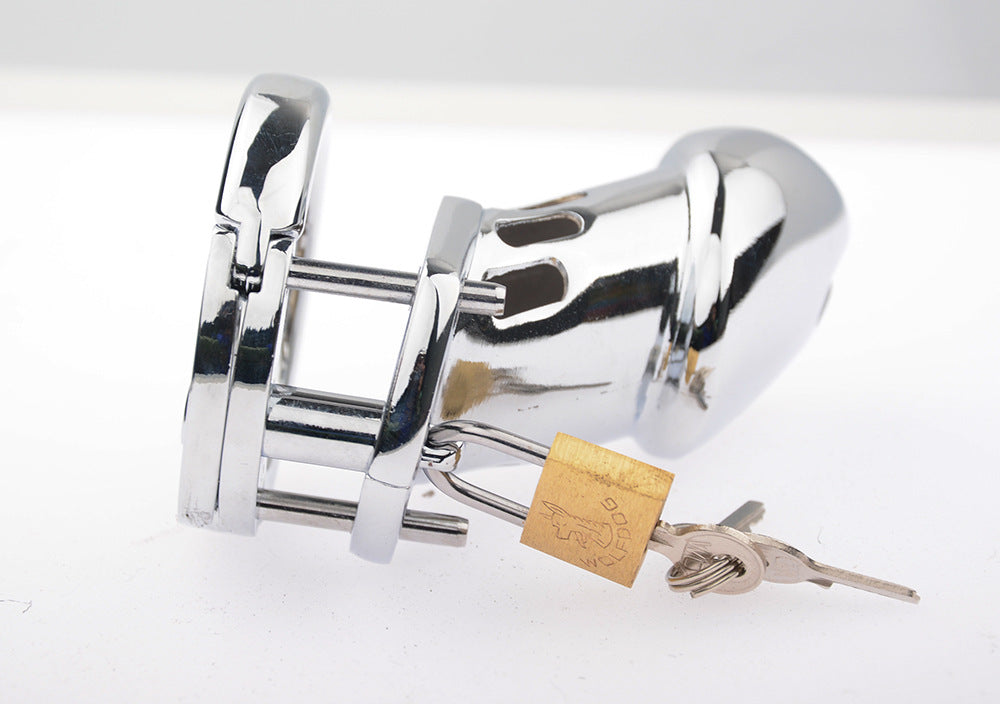 Metal Chastity Lock Device with Adjustable Sizes and Silicone Cage
