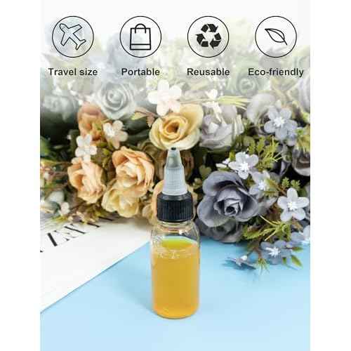 6 Pcs 1oz Plastic Squeeze Bottles with Twist Top Cap, 30ml Clear Dispensing Bottles, Empty Squirt Bottle for Liquids, Sauces, Arts, Crafts, Travel