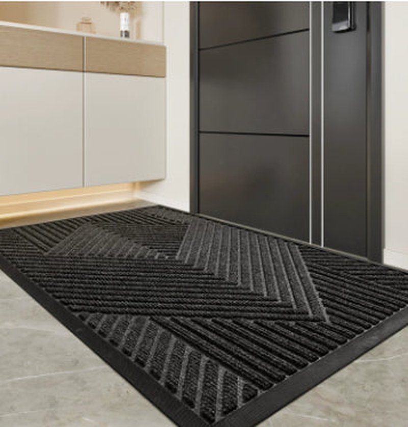 Nordic Minimalist Rubber Entryway Doormat Rug - Rectangular, Machine-Made, 80x120cm