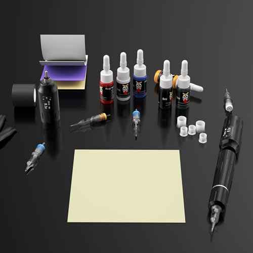Beginners Tattoo Gun Machine Kit Professional Complete Tattoo Gun Kits for Beginner Rotary Tattoo Pen Set with 10Pcs Tattoo Cartridge Needles and 6Pcs Inks for Starter Artists