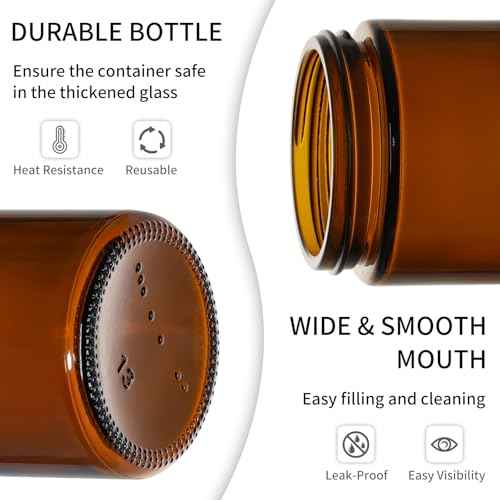 KEYWING 30Pack Amber Glass Jars with Black Lids, 8 oz Empty Cosmetic Jars with Inner Liners, Round Lotion Containers for Cream, Powders and Ointments