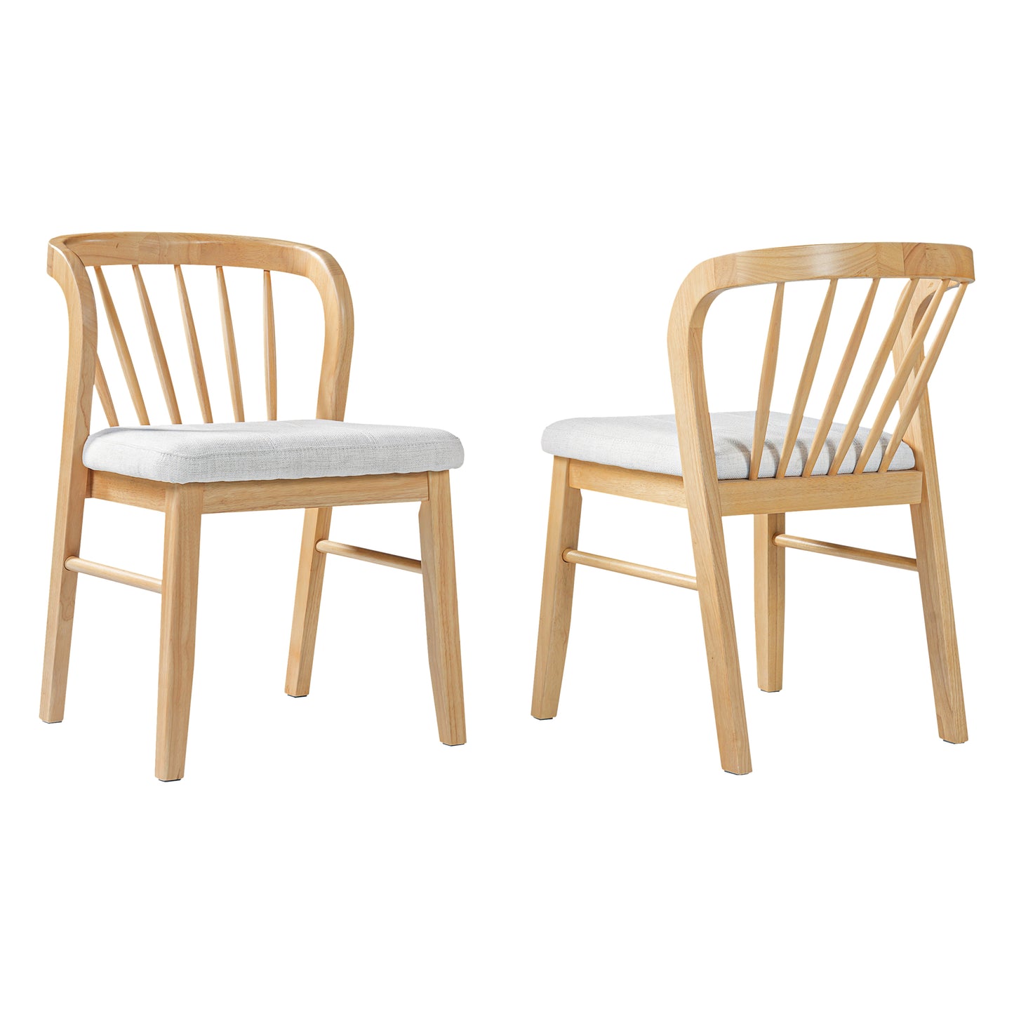Mid-Century Modern Dining Chairs Set of 2 - Natural Beige