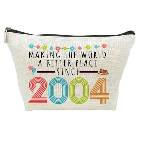 21st Birthday Gifts for Women, Funny 21 Year Old Gift Makeup Bag, 2004 21st Birthday Makeup Bags for Her, Mom, Aunt, Wife, Sister, Coworker, Friend, Making The World a Better Place Since 2004