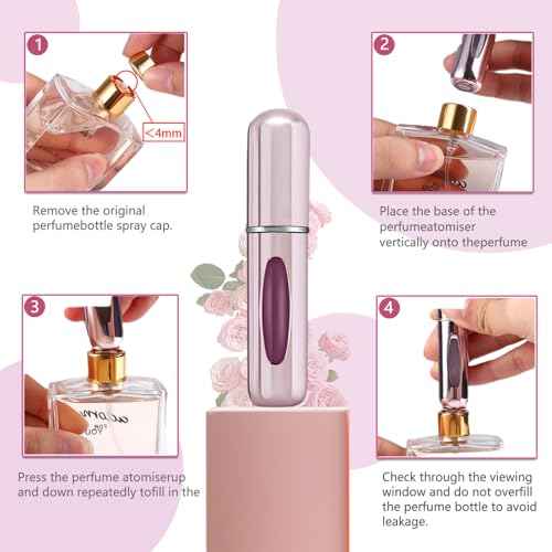 Portable Mini Refillable Perfume Atomizer Bottle, Travel Size Refillable Perfume Refill Bottle - Perfume Atomizer Refillables, Scent Pump Case, Small Perfume Spray 4 Pcs Pack of 5 ml