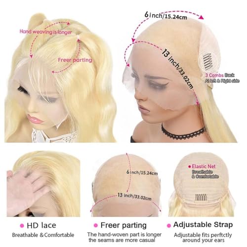 Brazilian 14 Inch Straight Blonde Bob Wig Human Hair 613 Lace Front Wig Human Hair 180% Density Pre Plucked 13x6 HD Transparent Lace Front Wig With Baby Hair 613 Blonde Lace Frontal Wigs for Women