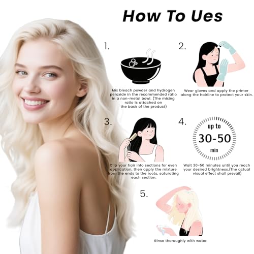 Hair Bleach, Professional Grade Bleach for Hair, Mild Bleach Powder Quickly Remove Hair Color for Hair Highlights & Lightening-A (45g /1.5 oz)
