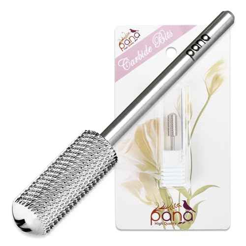PANA 3/32" Small Smooth Round Top Safety Carbide Nail Drill Bit for Gel Polish & Acrylic Removal Nail Salon Manicure Pedicure Electric File Tools (Small Barrel - Silver, Medium)