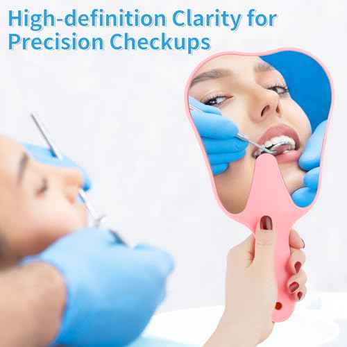 Annhua Handheld Mirrors with Handle Small Face Mirror, Tooth Shaped Hand Mirror Makeup, Used for Dentist Office, Clinic, Bathroom, Barber and Salon - White