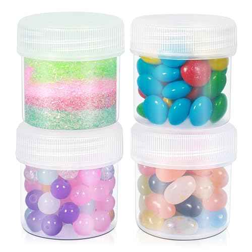 TSA Approved Wide Mouth Travel Size Containers, PP Clear Leak Proof Travel Plastic Jars with Lids for Creams Lotion Cosmetic, Jewelry Beads, Sample, Small Items Storage (1 oz, 4 Pcs)