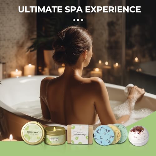 GRANNY SAYS Birthday Gifts Box for Women Unique, Spa Gifts, Self Care Get Well Soon Gifts for Women, Care Package with Flannel Blanket for Mom, Best Friends, Wife, Sister, Green