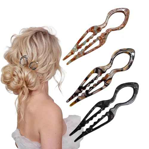 3PCS Prestige French Hair Pin for Women,French Hair Pin for Thin Thick Hair,Double-notch Locking Mechanism Anti-loosening Women Hair Accessories