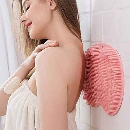 Shower Foot Scrubber Mat with Non-Slip Suction Cups, Foot Back Cleaning Pad Back Washer Exfoliating Bath Wash Pad, Wall Mounted Slip Suction Cups for Use in Cleaner Men and Women (Blue)