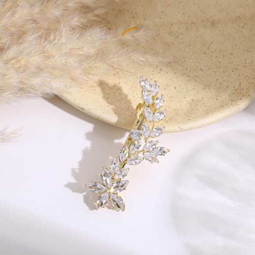 Crystal Hair Clips,Rhinestones Duckbill Hair Pins,Crystal Wedding Hair Barrette for Women Decorative Hair Accessories for Bridesmaids Party Prom Birthday (Golden)