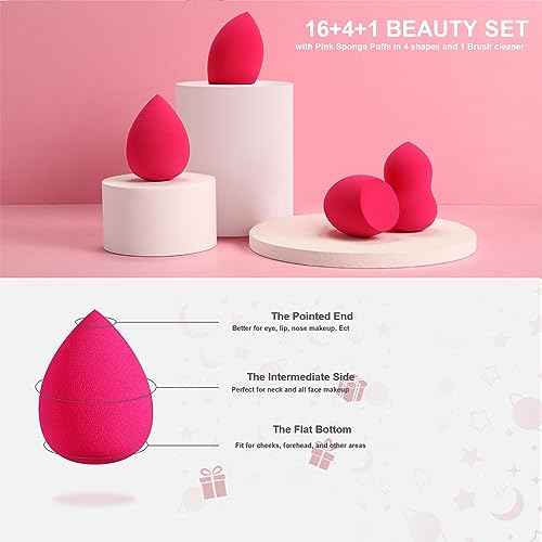 DUAIU Professional Makeup Brushes Set 16PCS Marble Handle with 4PCs Sponge Blenders Foundation Brushes Eyeshadow Brush Lip Brush Silicone Face Mask Brush Make Up Tool